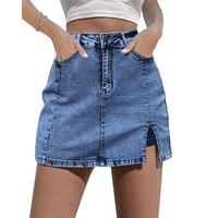 ⚡Factory-Direct Deals⚡Skorts Skirts for Women Denim Mini Skirt Side Slit with High Waisted Jean Shorts Stretchy