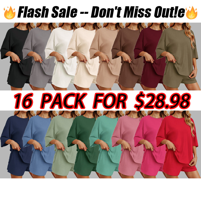 Women's Two Piece Lounge Set 2025 Summer Casual Oversized Shirts Biker Shorts Matching Airport Travel Outfit Split Hem