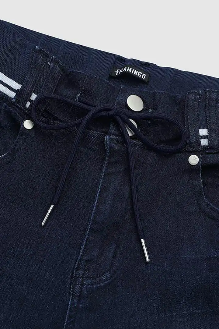 🔥Flash Sale⚡Wash Contrast Binding Double Button Drawstring Mid Waist Capri Jeans