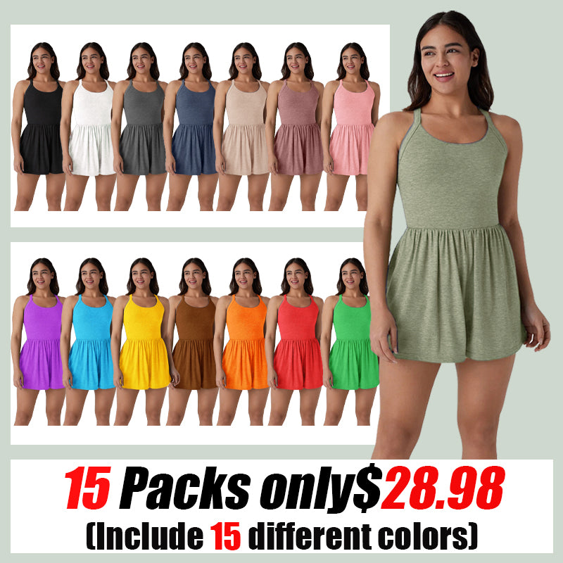 Backless Twisted Side Pocket 2-in-1 Resort Romper