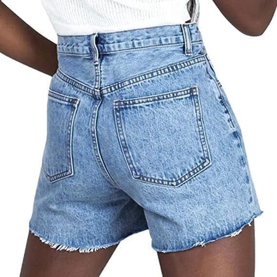 Womens High Waisted Vintage Crossover Denim Shorts with Stretch