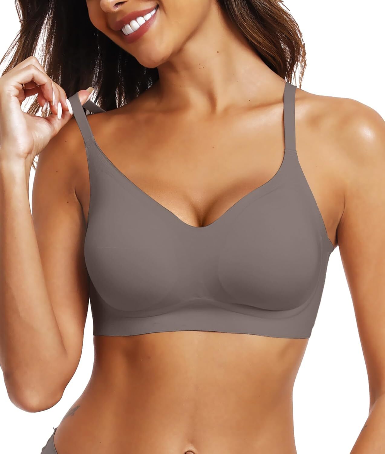 Women's daily push-up bra comfortable no-wire V-neck seamless no-wire bra