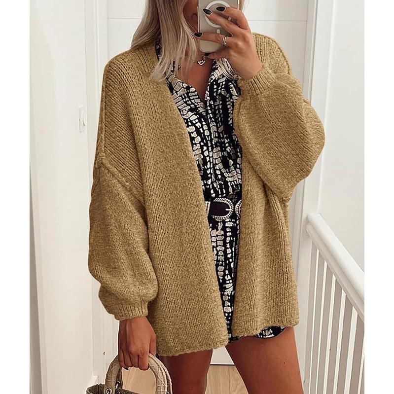 Women's Oversized Cardigan Sweater Fall Long Lantern Sleeve Knit Open Front Lightweight Sweater Knitwear Tops