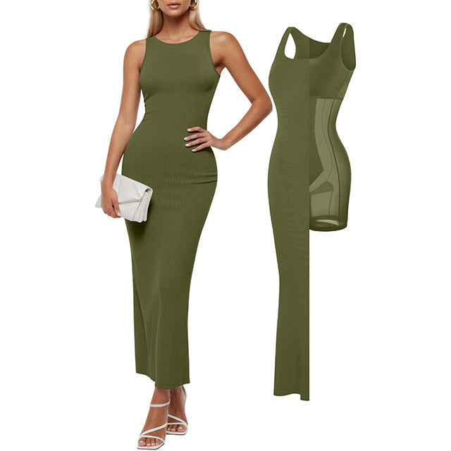 🔥Last day promotion!🔥Shapewear Modal Sleeveless Crew NeckMaxi Dress