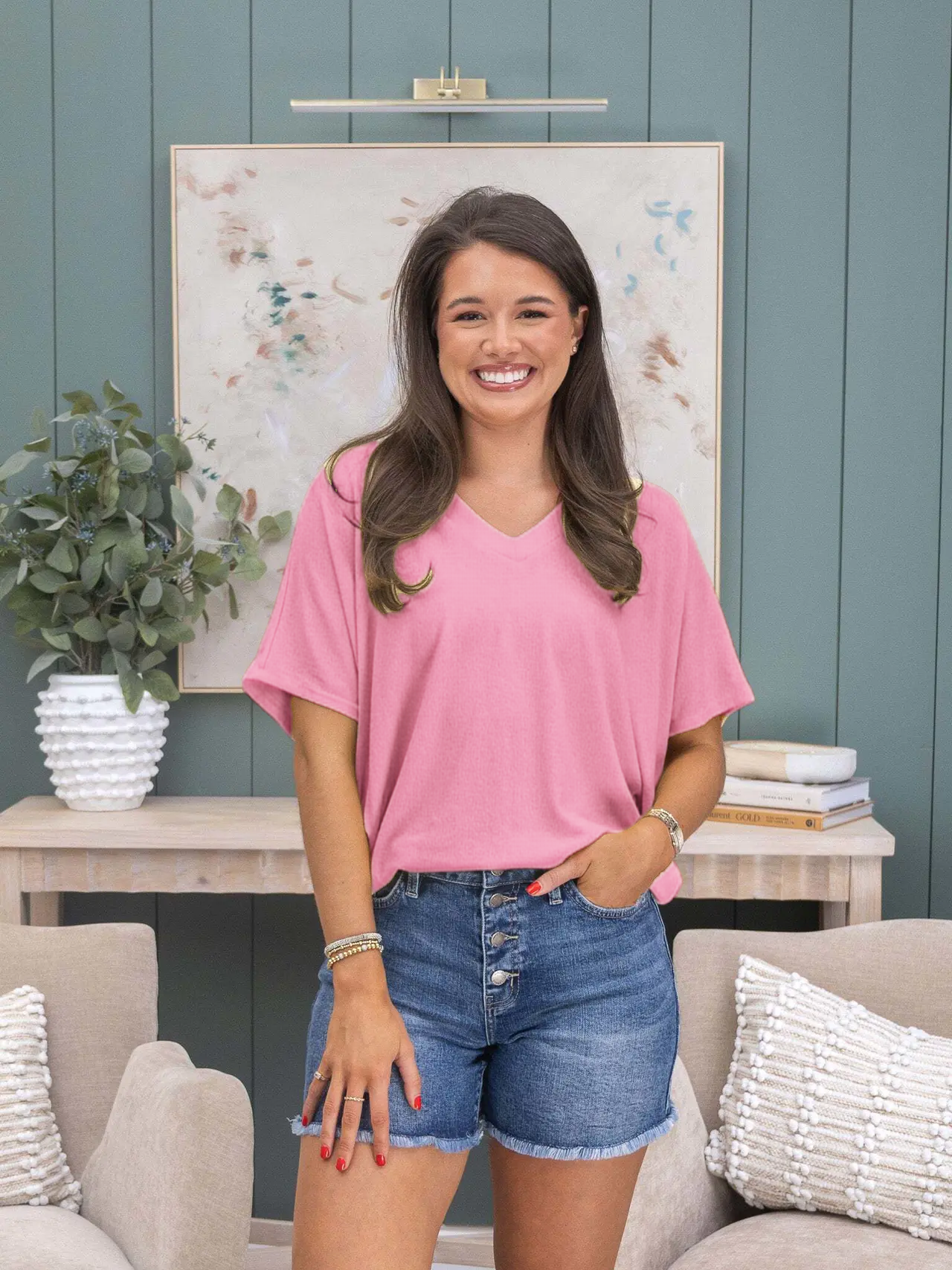 💥 Final Sale Short Sleeve Dreamy Knit V Neck Top | S - 3X