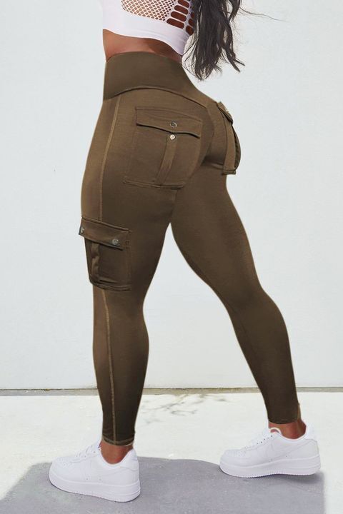 💕Solid Flap Pocket High Waist Sports Leggings