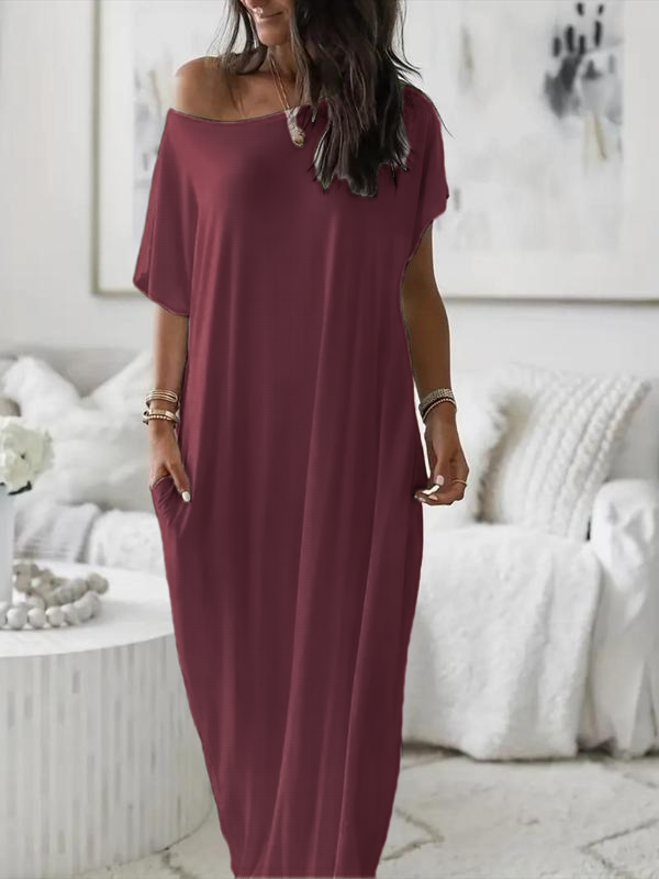 Bloomcin Women's Short Sleeve Loose Long Maxi Lounge Dress with Pockets