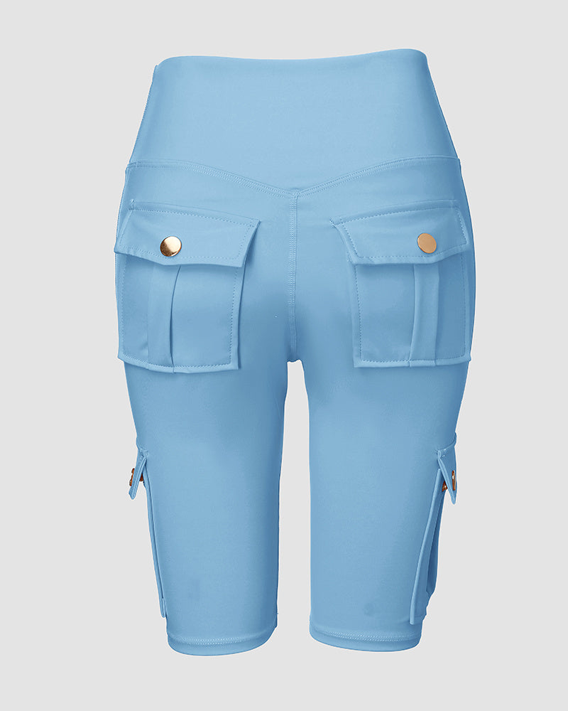 🔥High Waist Butt-Lift Biker Shorts with Pocket Flap 🔥