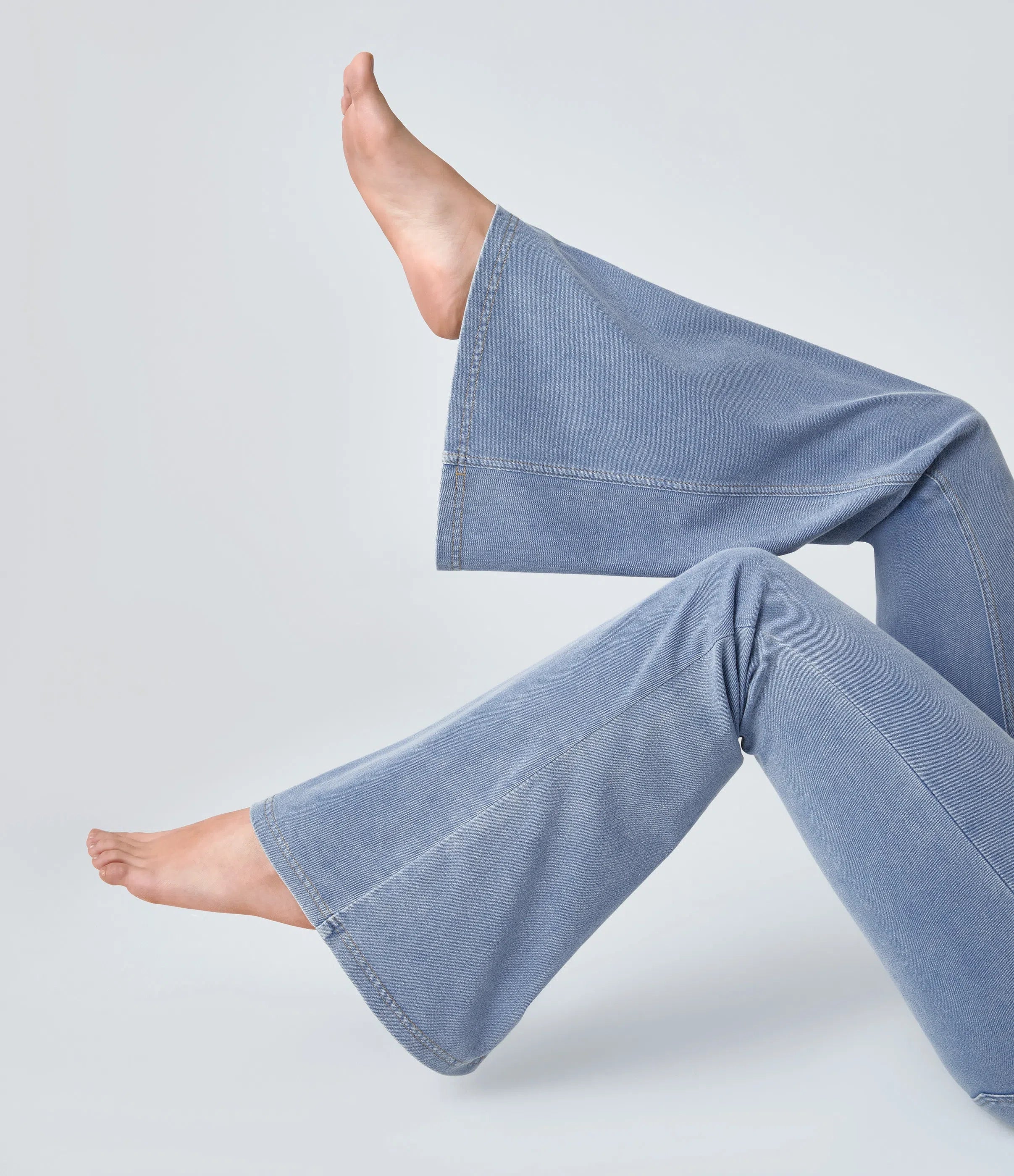 ⚡High Waisted Crossover Pocket Washed Stretchy Knit Casual Super Flare Jeans⚡