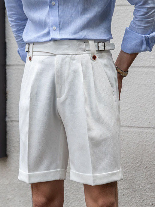 Men's Straight Pleated Casual Design Shorts