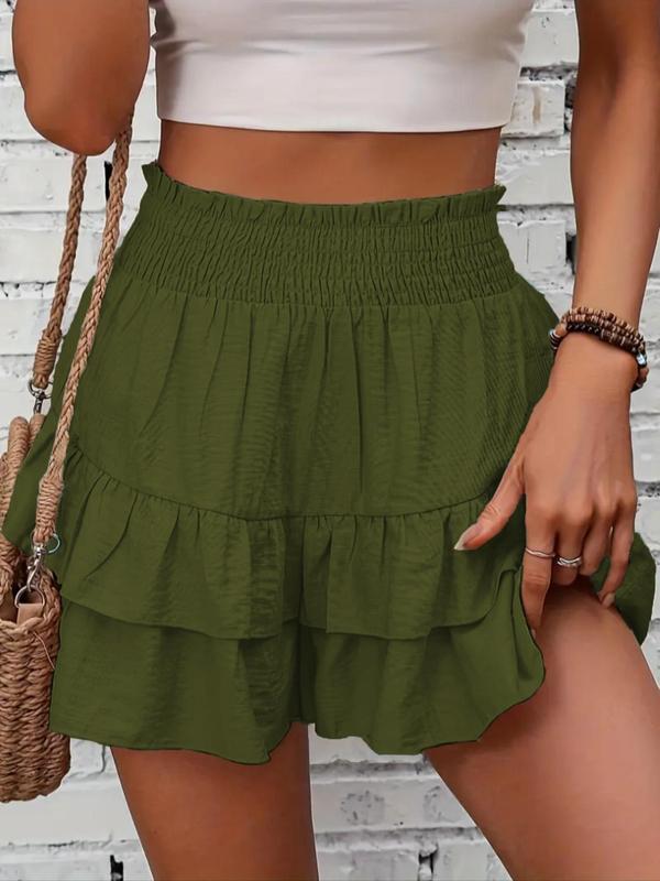 Women's Ruffle Hem High-Waist Casual Shorts