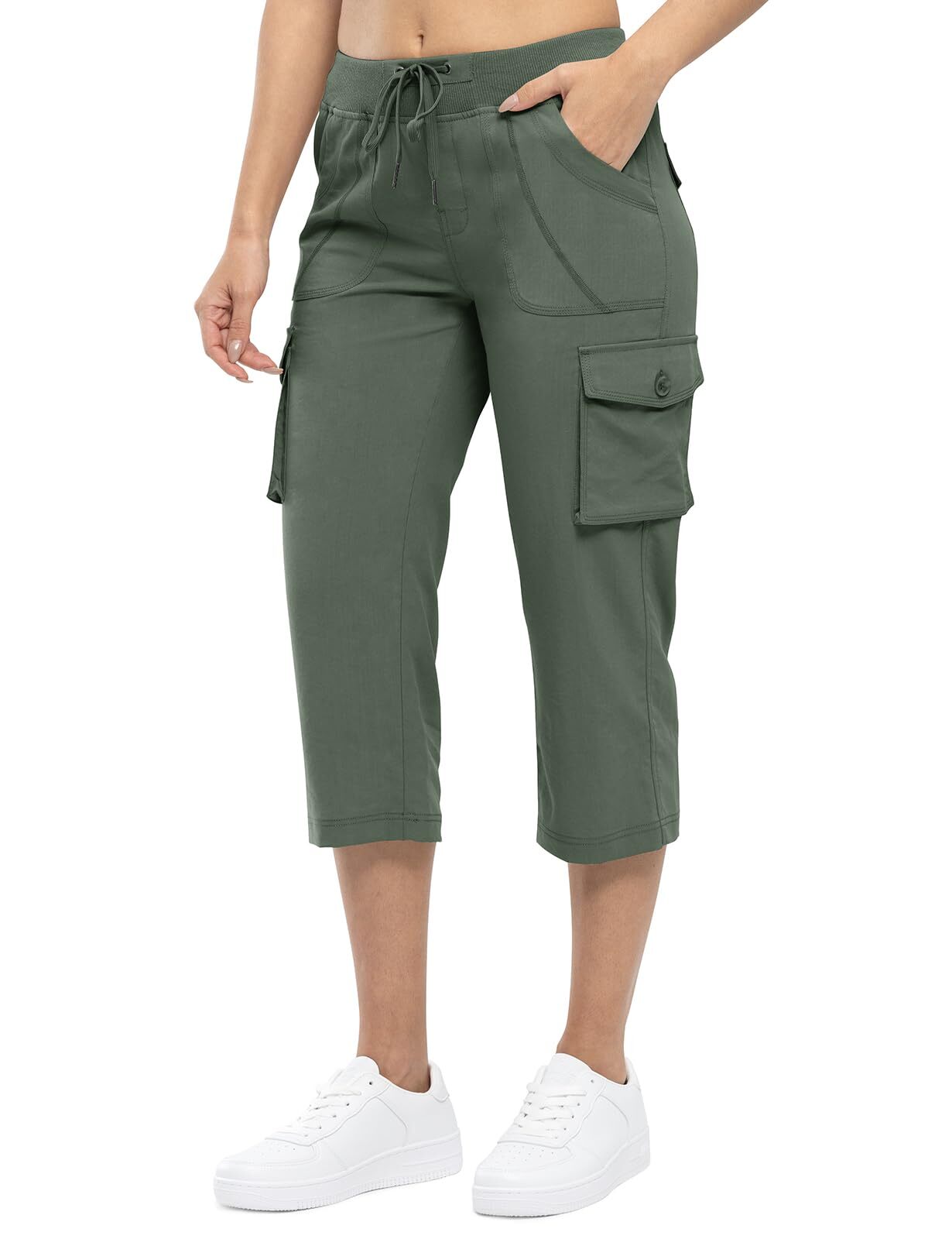 🔥Last day promotion!Women’s Loose Fit Lightweight Capri Cargo Pants – Casual 3/4 Trousers with 6 Pockets