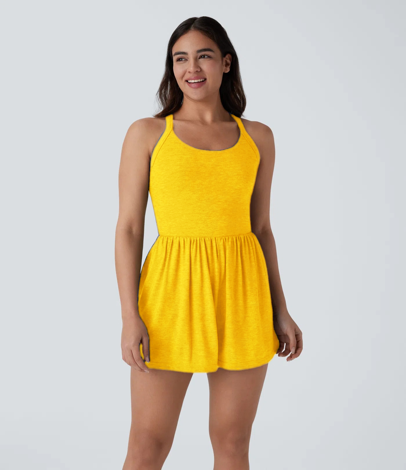 Backless Twisted Side Pocket 2-in-1 Resort Romper