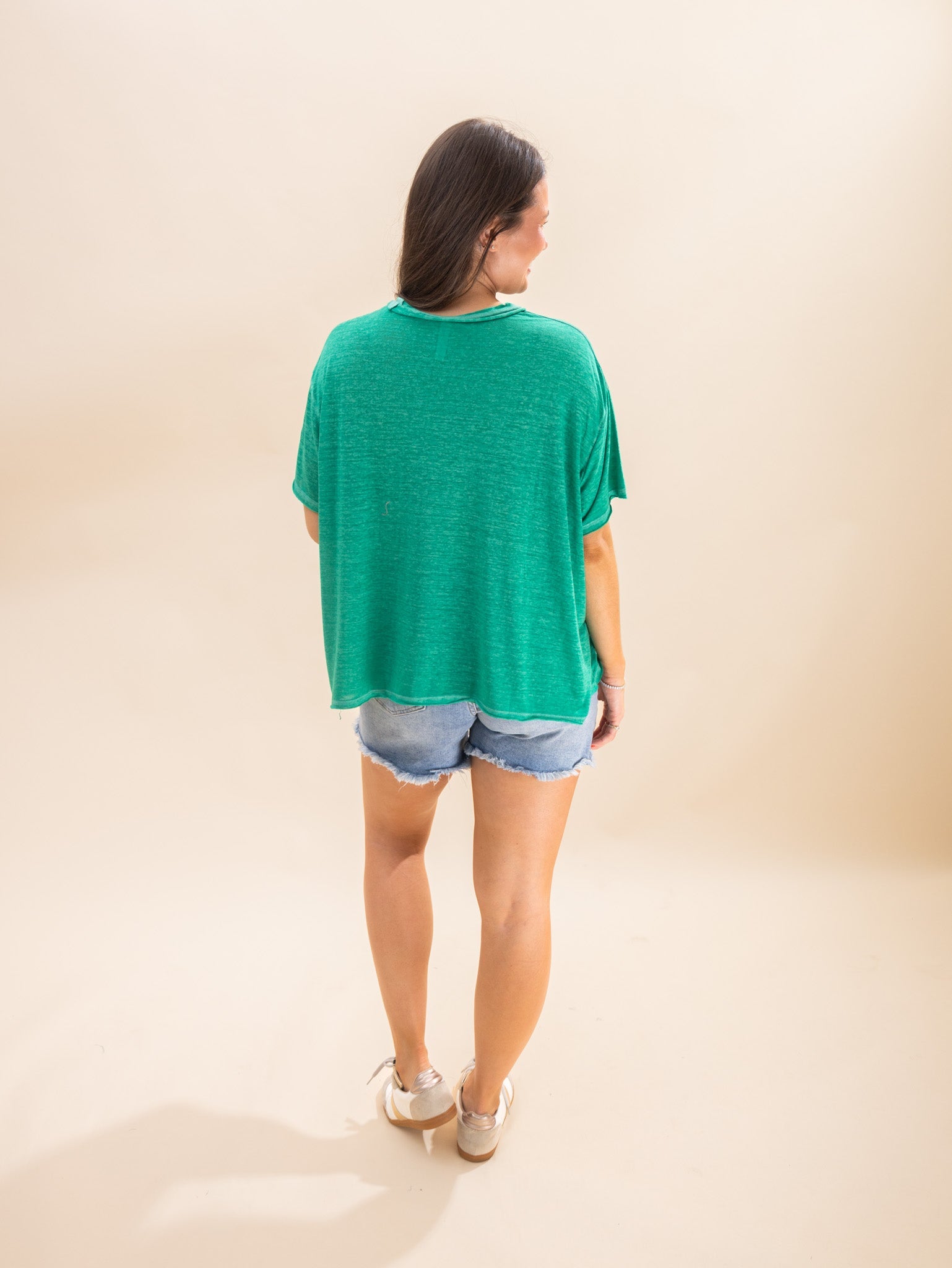 Zenana Oversized Melange Burnout Raw Edge Tee