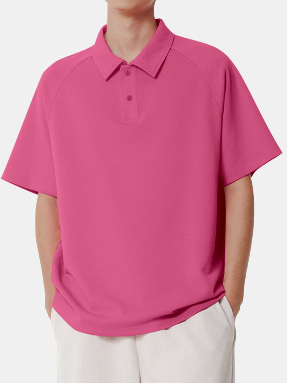 Men's Solid Color Comfortable Cotton Casual Daily Raglan Short-sleeved Polo Shirt