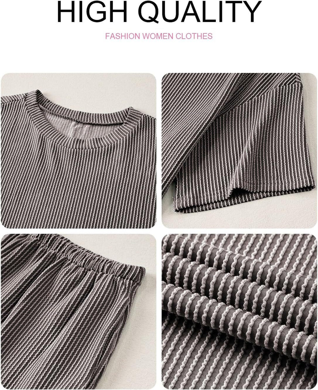 Two 2 Piece Sets for Women Short Sleeve Shirts High Waisted Shorts with Pockets Pajamas Lounge Matching Set