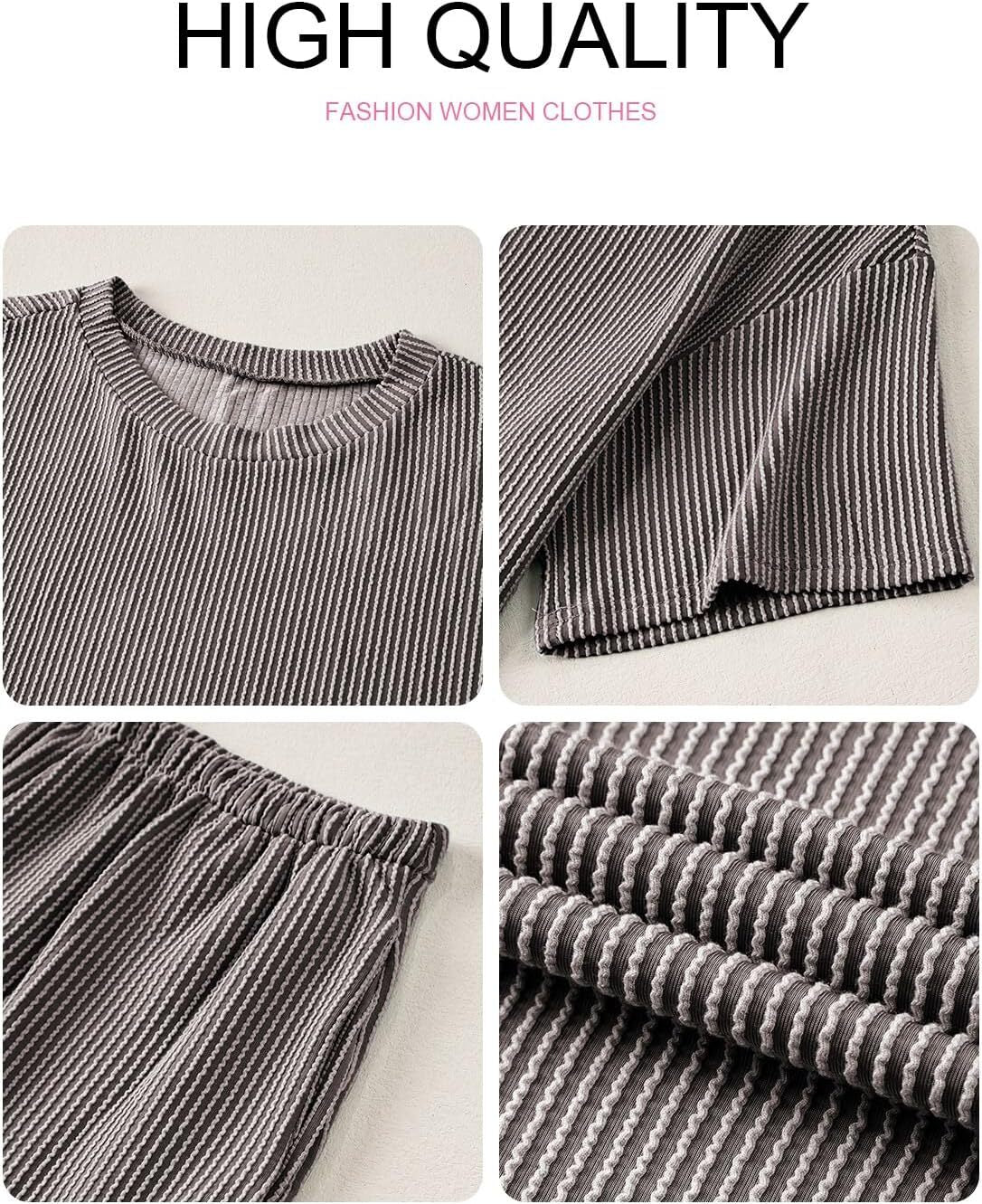 Two 2 Piece Sets for Women Short Sleeve Shirts High Waisted Shorts with Pockets Pajamas Lounge Matching Set