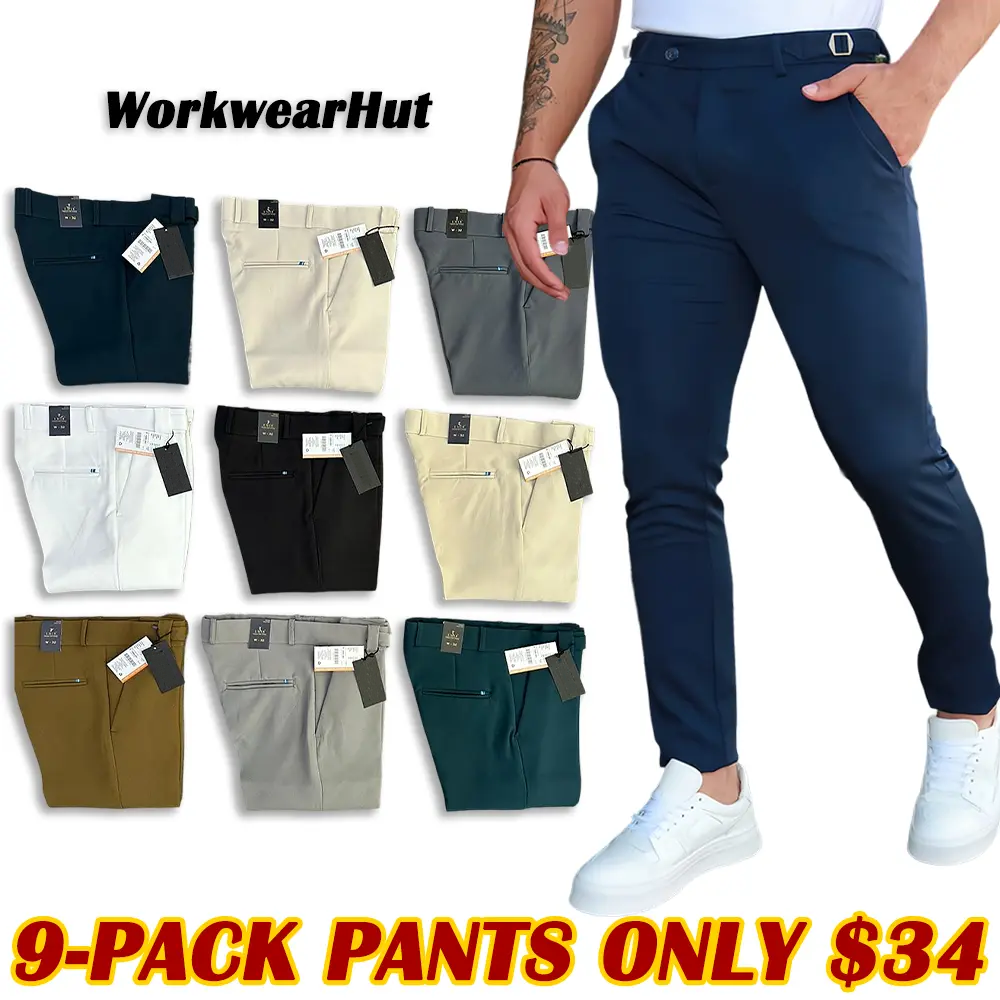 Men's Stretch Gurkha Pants Slim Fit Dress Pants for Men Expandable Waist Dress Pants