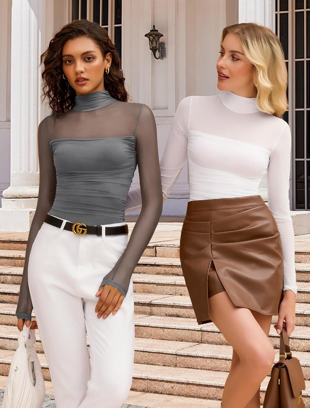 💝Autumn Specials💝Women's Long Sleeve Tights Turtleneck Shapewear Bodysuit Mesh Bodysuit Shirt