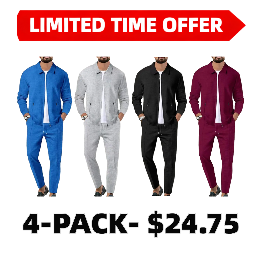 Sporty Two-piece Set Men's Plain Zip Up Jacket & Drawstring Waist Pants Tracksuit Set