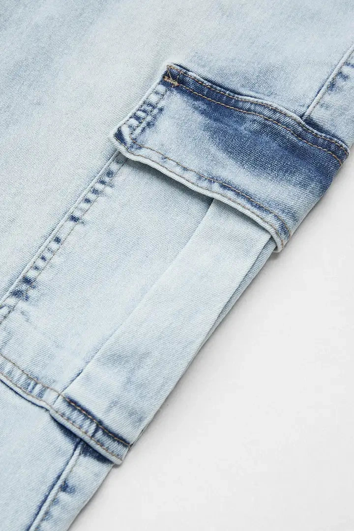 ⚡Last Chance Deal⚡- Multi Pocket Double Button Mid Rise Flare Cargo Jeans