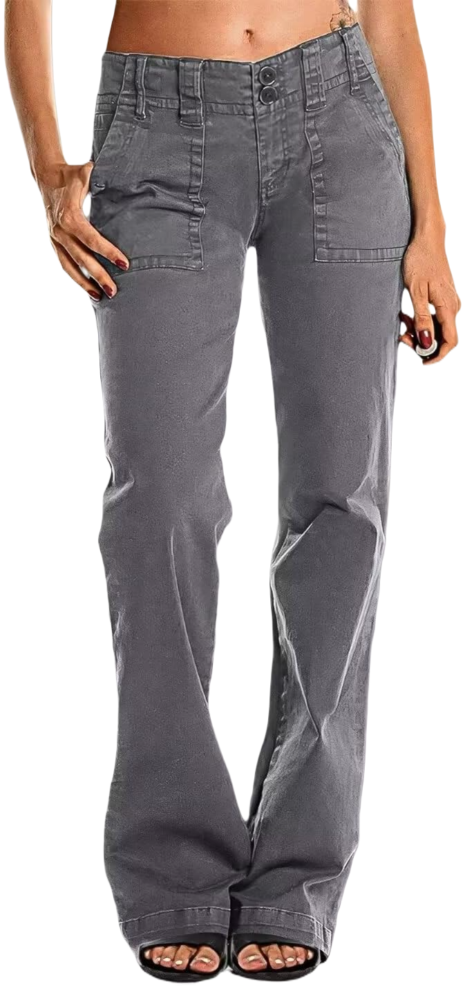 ⚡FINAL SALE⚡- Double Button Mid Waist Straight Leg Pants