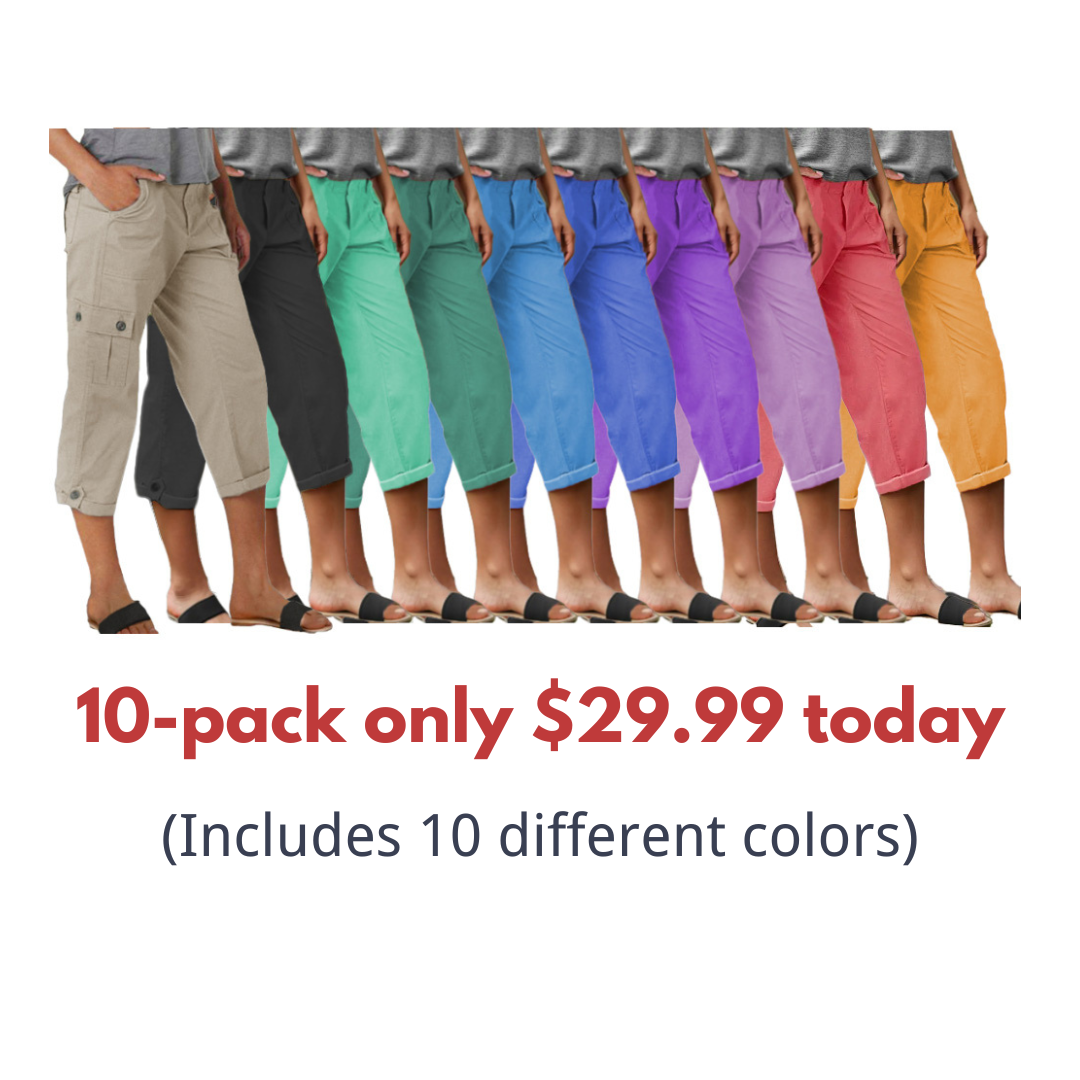 🔥Roll Tab Hem Multi Pocket Capri Mid Waist Cargo Pants🔥