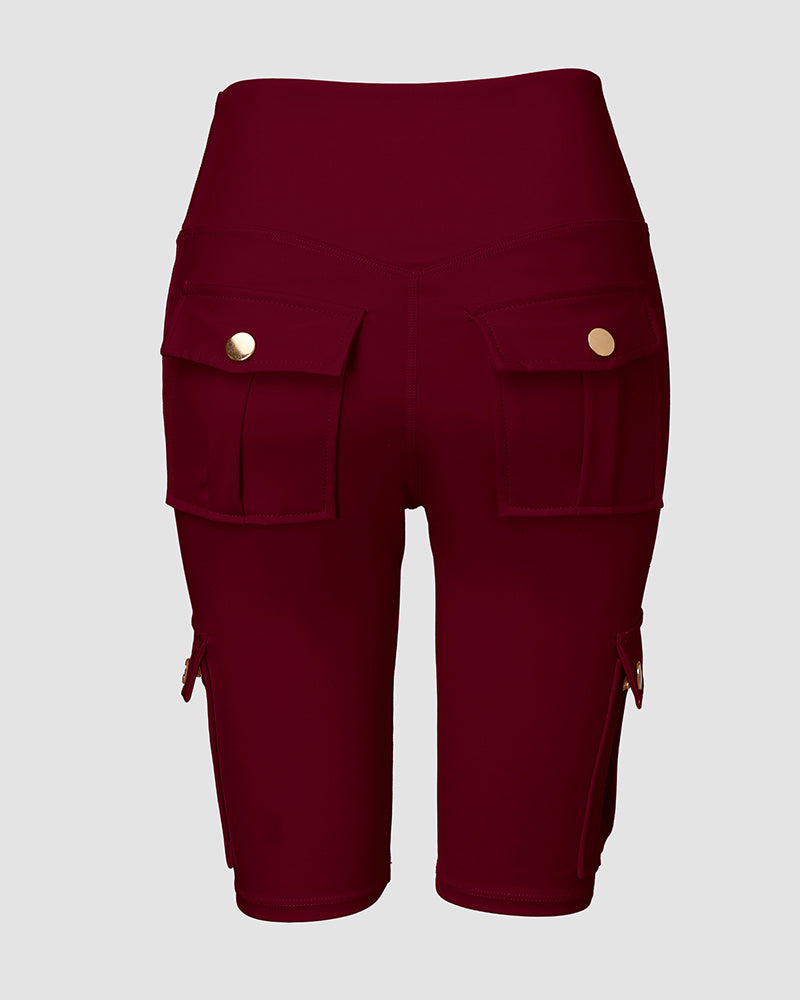 🔥High Waist Butt-Lift Biker Shorts with Pocket Flap 🔥