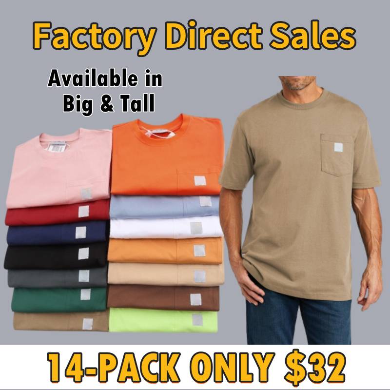 Men's Heavyweight Work T-Shirt – Loose Fit, Durable Cotton, Pocket Tee (Big & Tall Sizes Available)