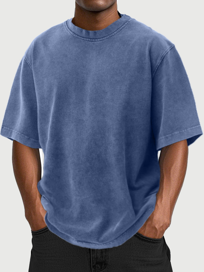 Men's Vintage Washed And Distressed 100% Cotton T-shirt