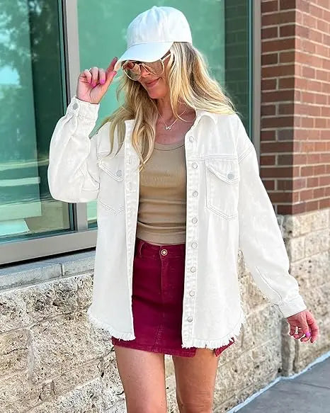 Women's Casual Long Sleeve Denim Jackets with Pockets