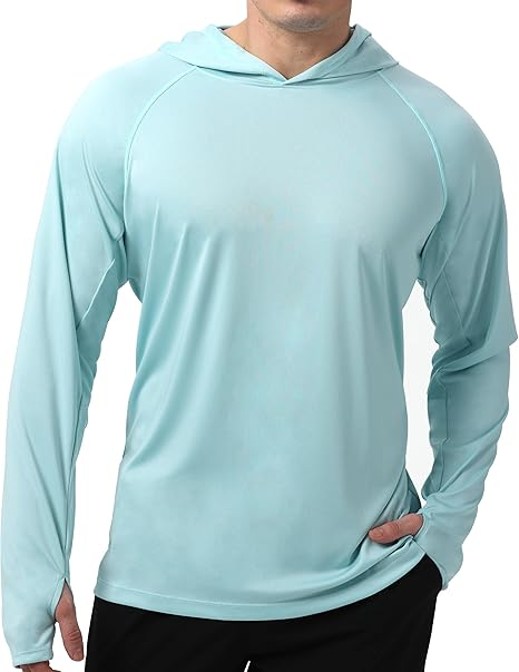 Men's UPF 50+ Sun Protection Hoodie Shirt Long Sleeve SPF Fishing Outdoor UV Hiking Lightweight Shirts