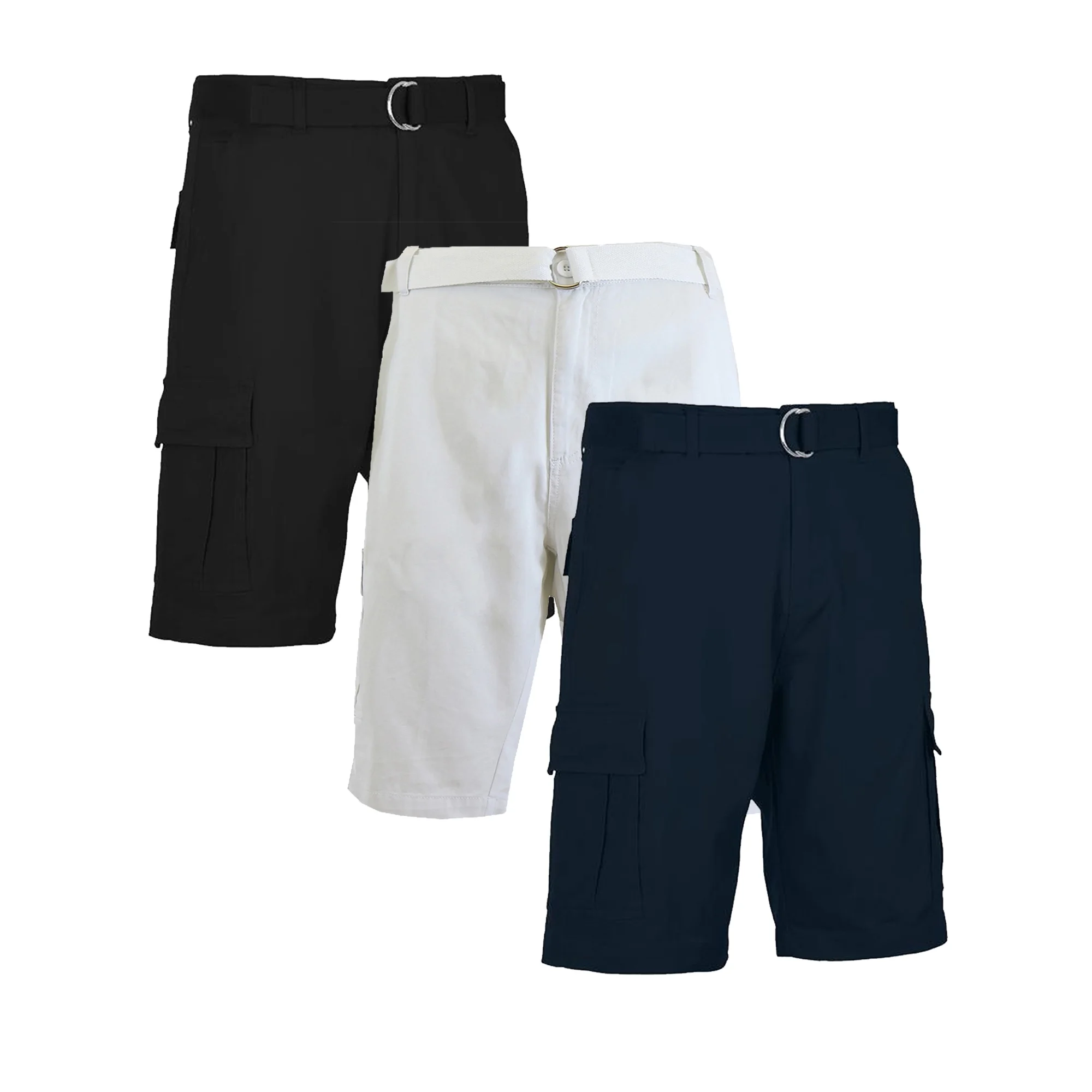 Men's Cotton Belted Cargo Shorts Vintage Distressed Lounge Hiking With Belt Sizes 28-50 NEW