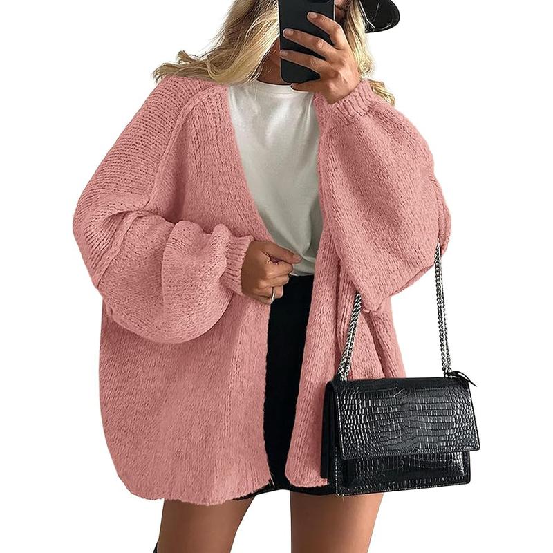 Women's Oversized Cardigan Sweater Fall Long Lantern Sleeve Knit Open Front Lightweight Sweater Knitwear Tops