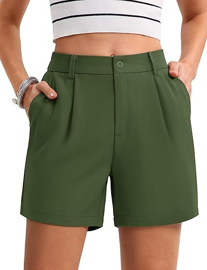 Women's Solid Color Button Casual Fitted Pocket Leg Shorts