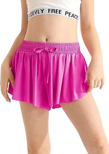 Women's Flowy Butterfly Athletic Running Workout Spandex Gym Yoga Tennis Skirts with Pocket