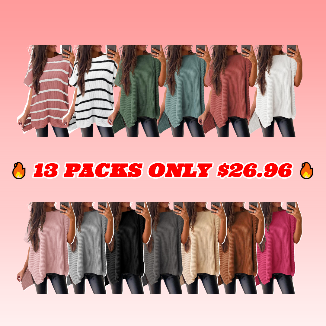 2025 Summer Women's Casual Crew Neck Drop Shoulder Loose Fit Short Sleeve Knit Pullover