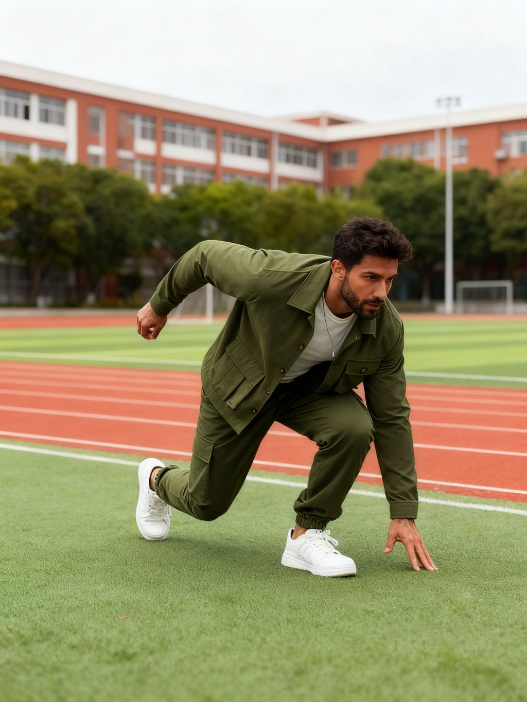 💥Clearance sale! Men's Solid Color Pocket Button Front Shirt & Pants Two-Piece Set, Casual Long Sleeve Collar Top & Trousers Set, Men's Spring & Fall Clothes