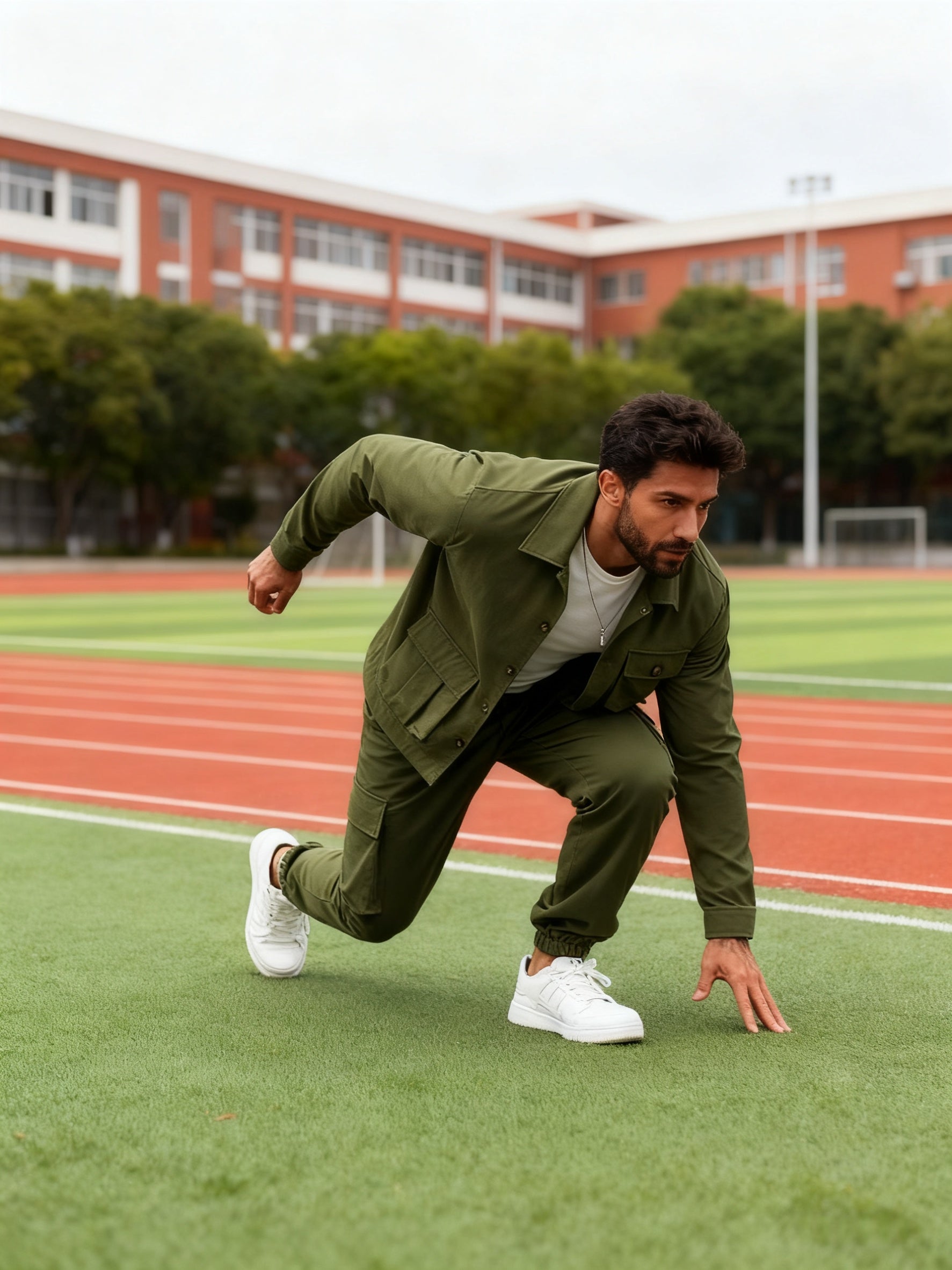 💥Clearance sale! Men's Solid Color Pocket Button Front Shirt & Pants Two-Piece Set, Casual Long Sleeve Collar Top & Trousers Set, Men's Spring & Fall Clothes