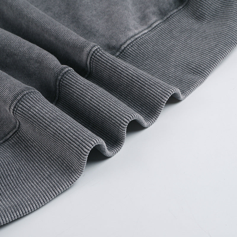 Men's Distressed Washed Cotton Round Neck Long-sleeved Sweatshirts