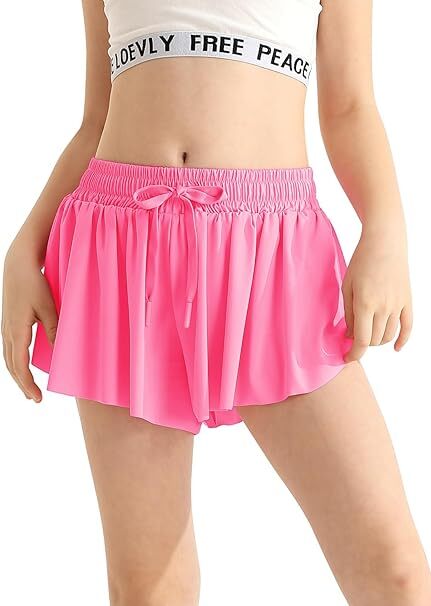 Women's Flowy Butterfly Athletic Running Workout Spandex Gym Yoga Tennis Skirts with Pocket