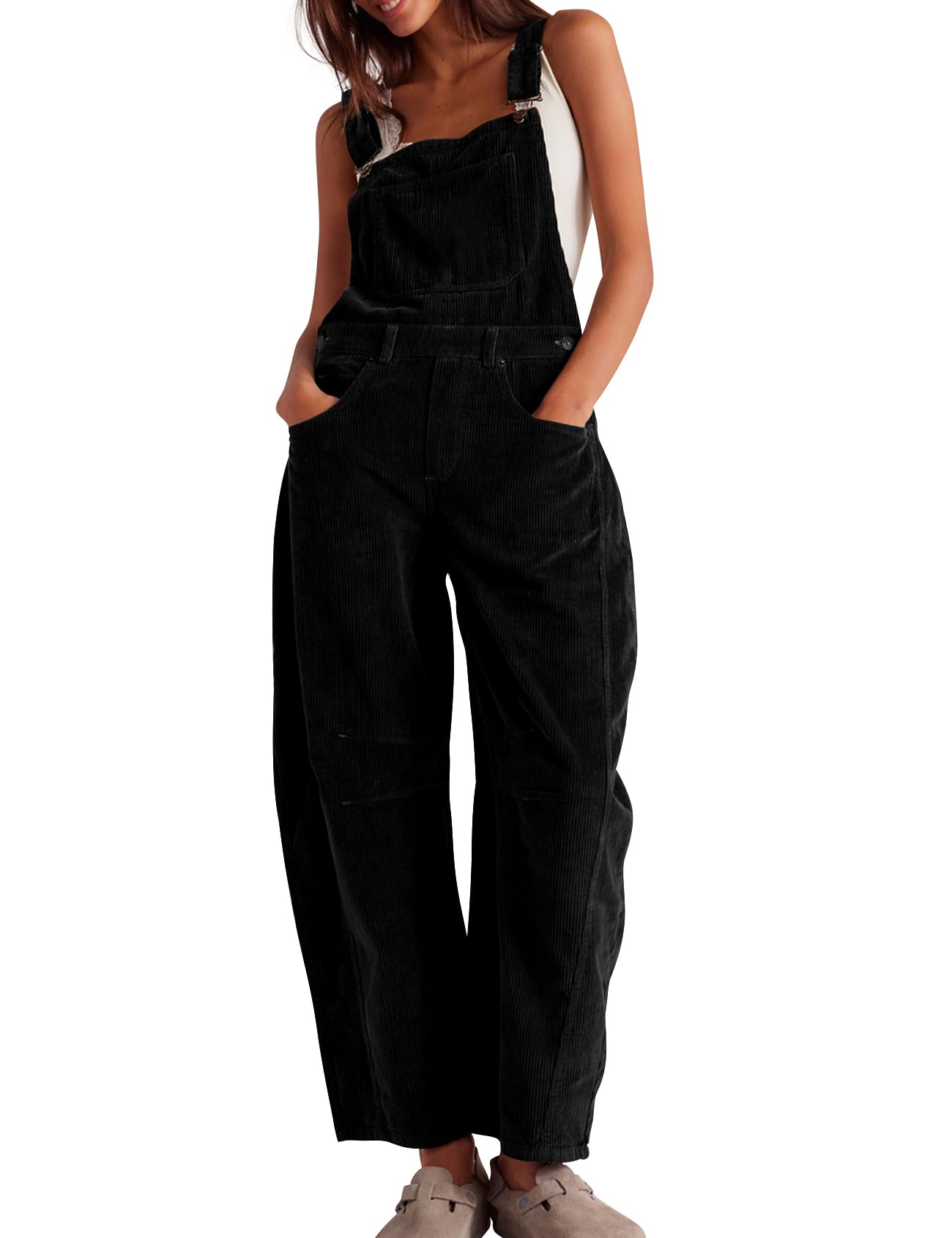 🍂 Women's Corduroy Overalls – Baggy Bib Jumpsuit with Pockets
