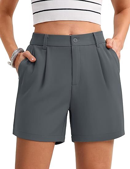 Women's Solid Color Button Casual Fitted Pocket Leg Shorts