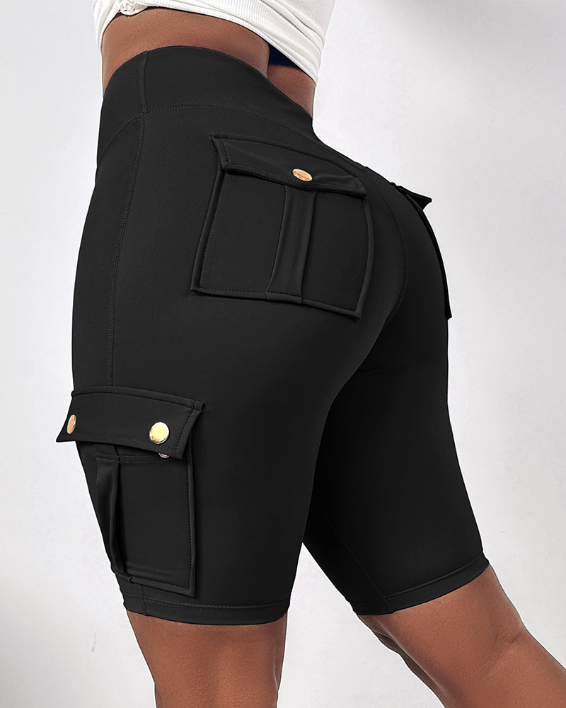 🔥High Waist Butt-Lift Biker Shorts with Pocket Flap 🔥