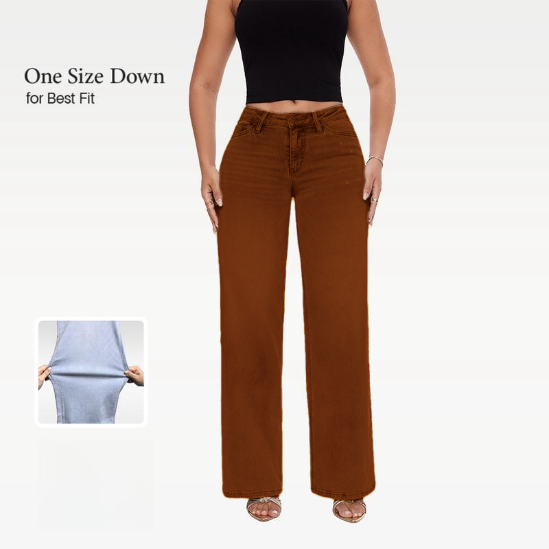 Women’s Distressed Wide Leg Baggy Jeans Mid-Low Waist Pants