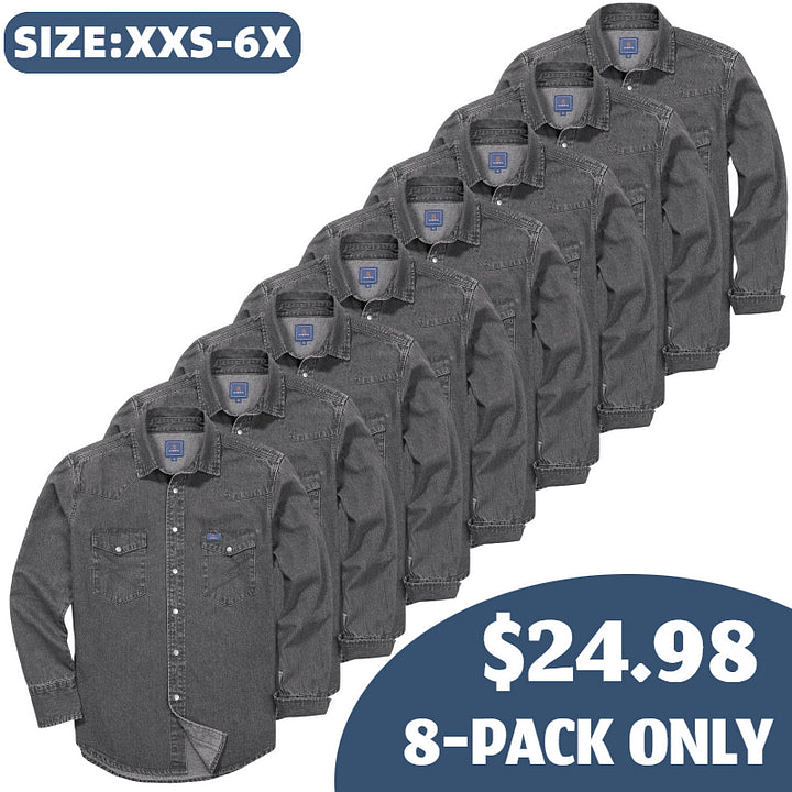 🔥SEPTEMBER  HOT-SALE 🔥Men's Long Sleeve Stone-Washed and Pre-Washed Denim Work Shirt