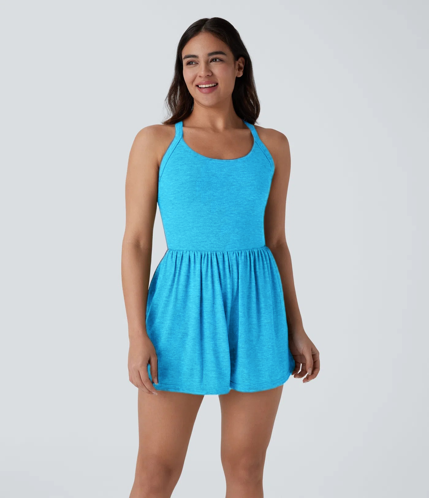 Backless Twisted Side Pocket 2-in-1 Resort Romper