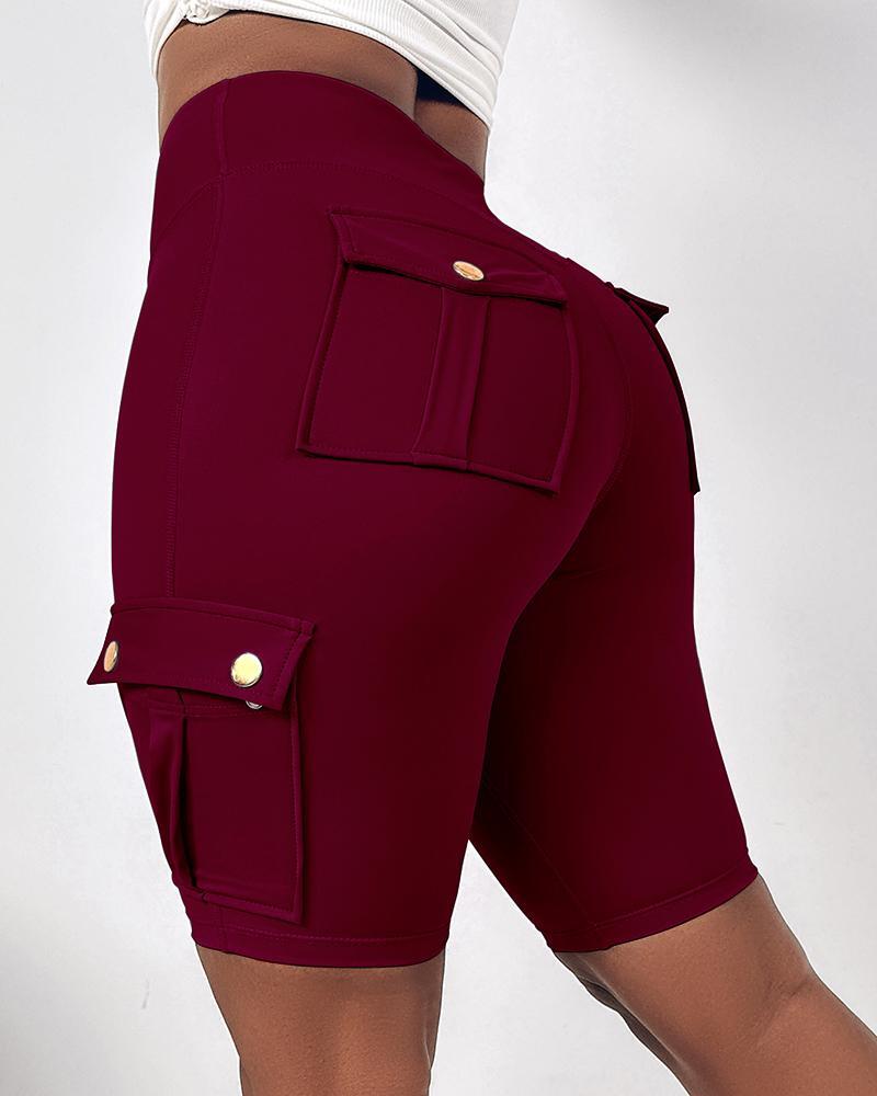 🔥High Waist Butt-Lift Biker Shorts with Pocket Flap 🔥