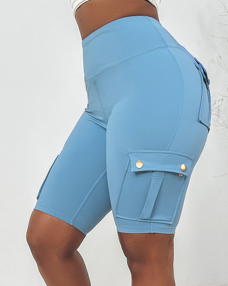 🔥High Waist Butt-Lift Biker Shorts with Pocket Flap 🔥