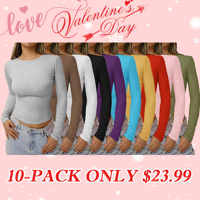 Women's Solid Ruched Long Sleeve Crop Lounge Tee, Casual Comfy Round Neck T-shirt for Daily Wear